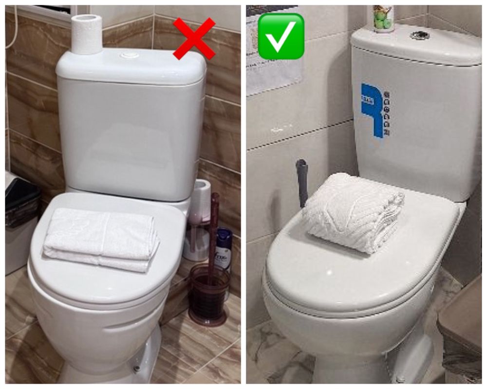 Ножное полотенце на крышке унитаза